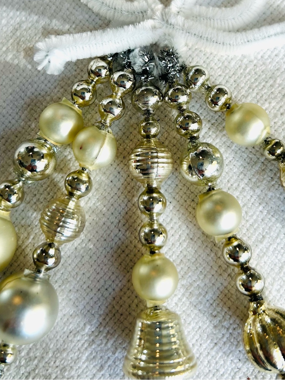 Mini Vintage Repurposed  holiday Christmas ornaments, mercury Glass bead icicle - Picture 4 of 5